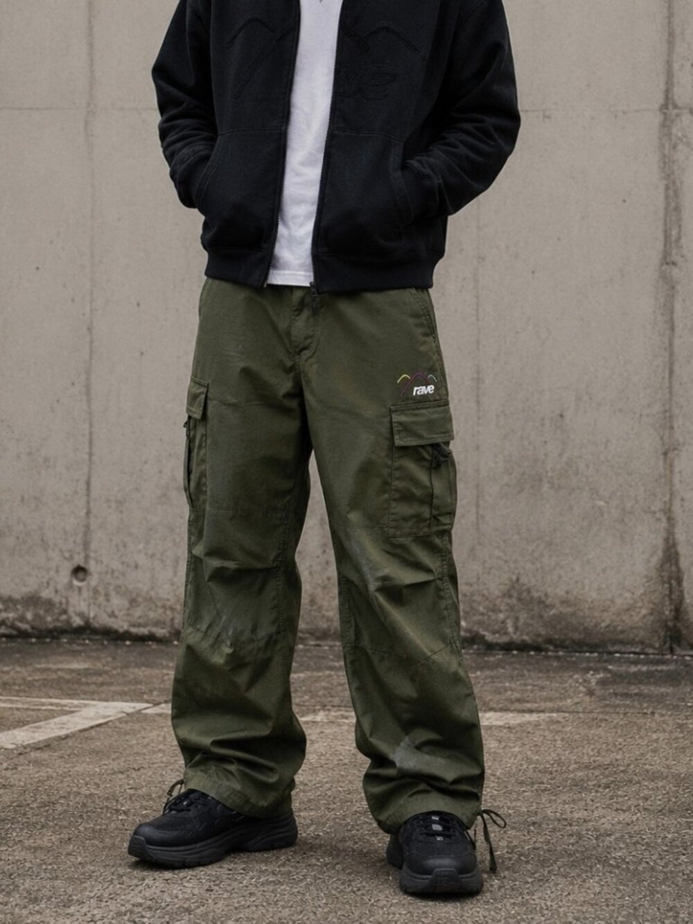 Urban Outfitters Rave Cargo Pants Green Utility Streetwear Small